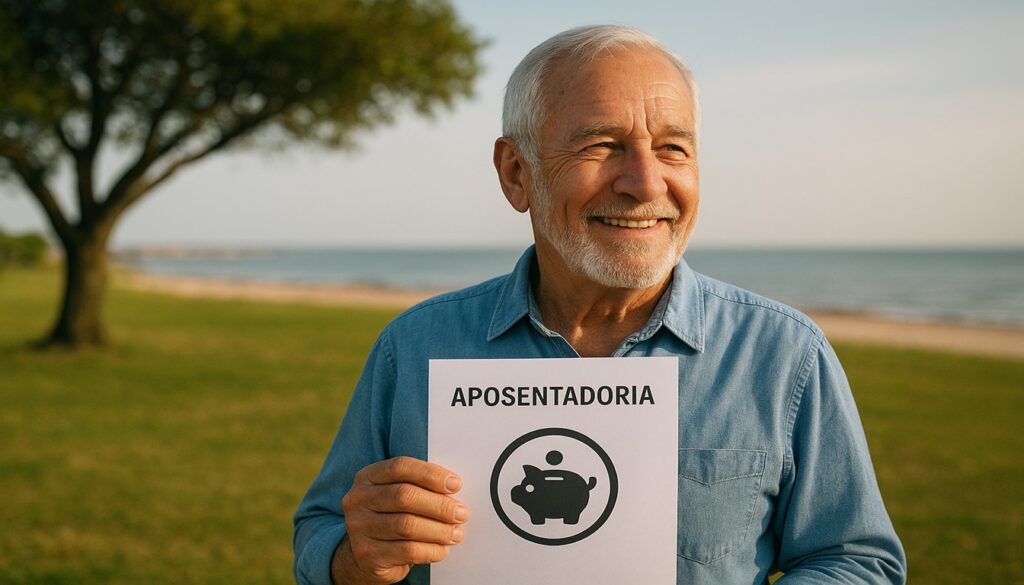 Pessoa idosa aproveitando a aposentadoria com tranquilidade, refletindo o sucesso do planejamento financeiro de longo prazo.