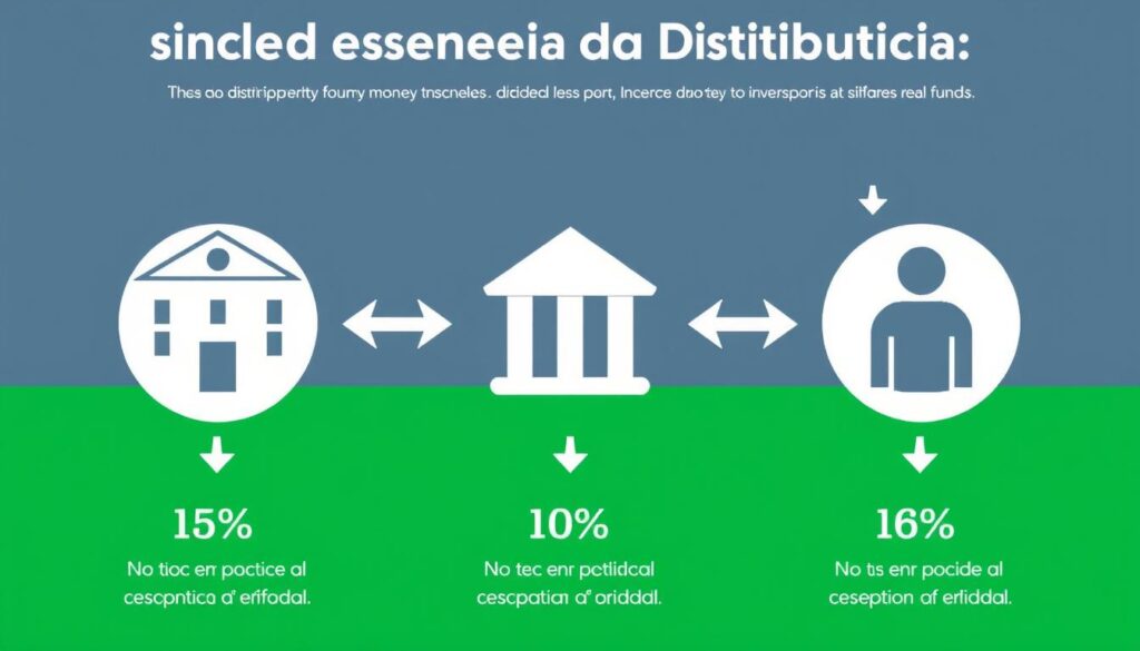 Ilustração mostrando o fluxo de distribuição de dividendos em FIIs Ilustração mostrando o fluxo de distribuição de dividendos em FIIs