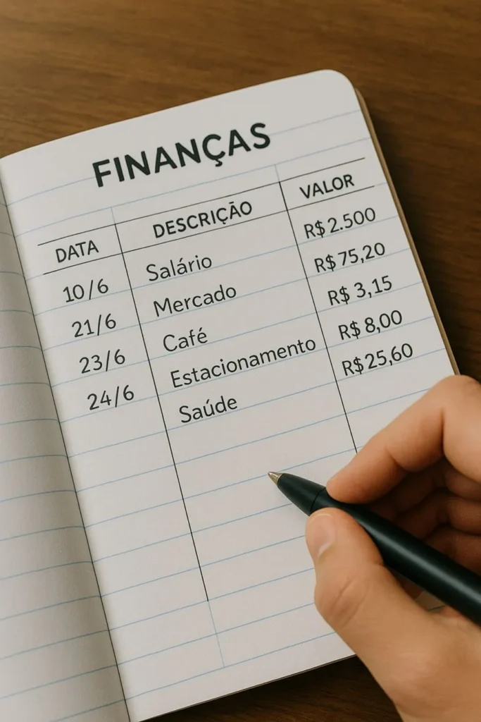 Planilha de orçamento mensal organizada por categorias