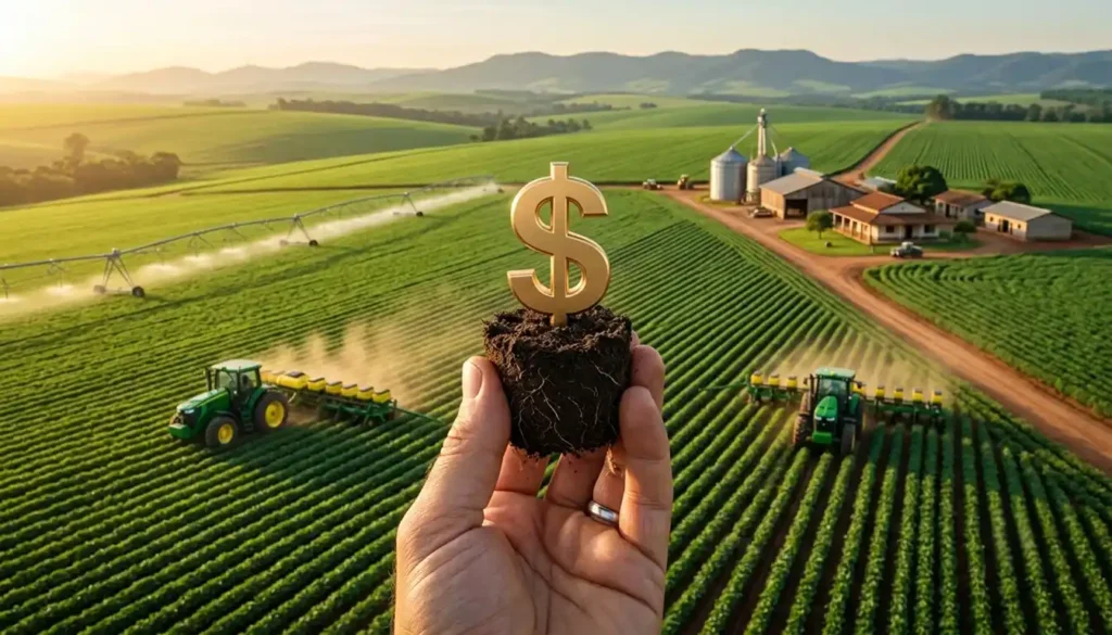 A imagem representa a análise de riscos e oportunidades em fundos ligados ao agronegócio.